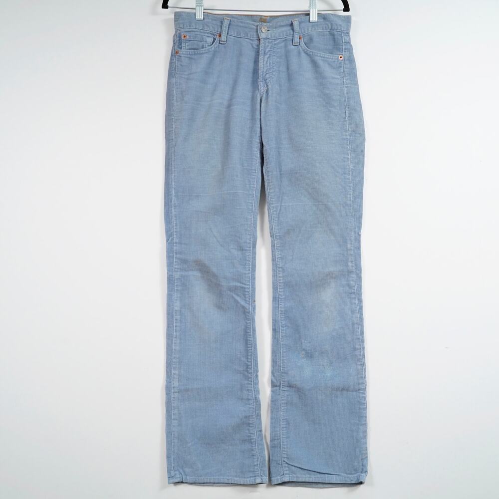 Vintage 7 For All Mankind Low Rise Bootcut Corduroy Pants Blue Gray 32x32
